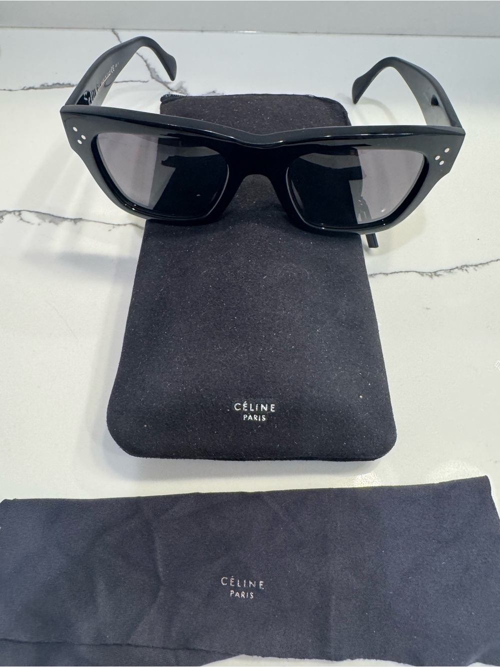 Celine Black Cat-Eye Sunglasses with Gray Lenses